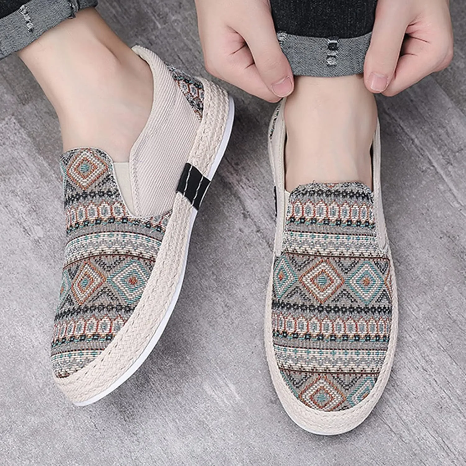 2025 Men's New Spring and Fisherman's Shoes Canvas Thick Soled Slip On Shoes Men Sneaker