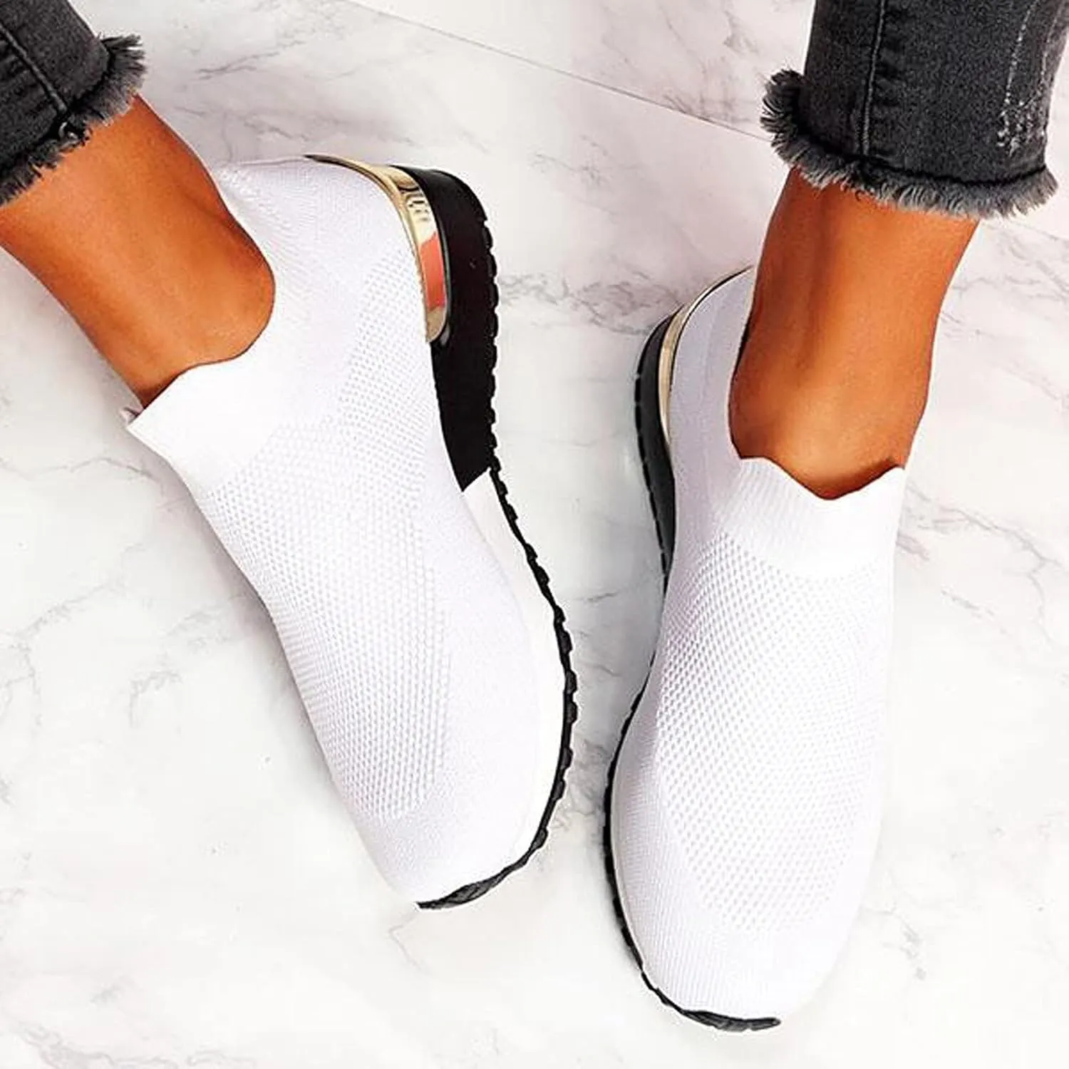 Arch Support Dress Shoes for Women Plantar Fasciitis Slip On Walking Shoes for Women Wide Women Slip On Shoes Casual Mule Chunky Platform High Sneakers for Women Zapatos De Ejercicios para Mujer Gym