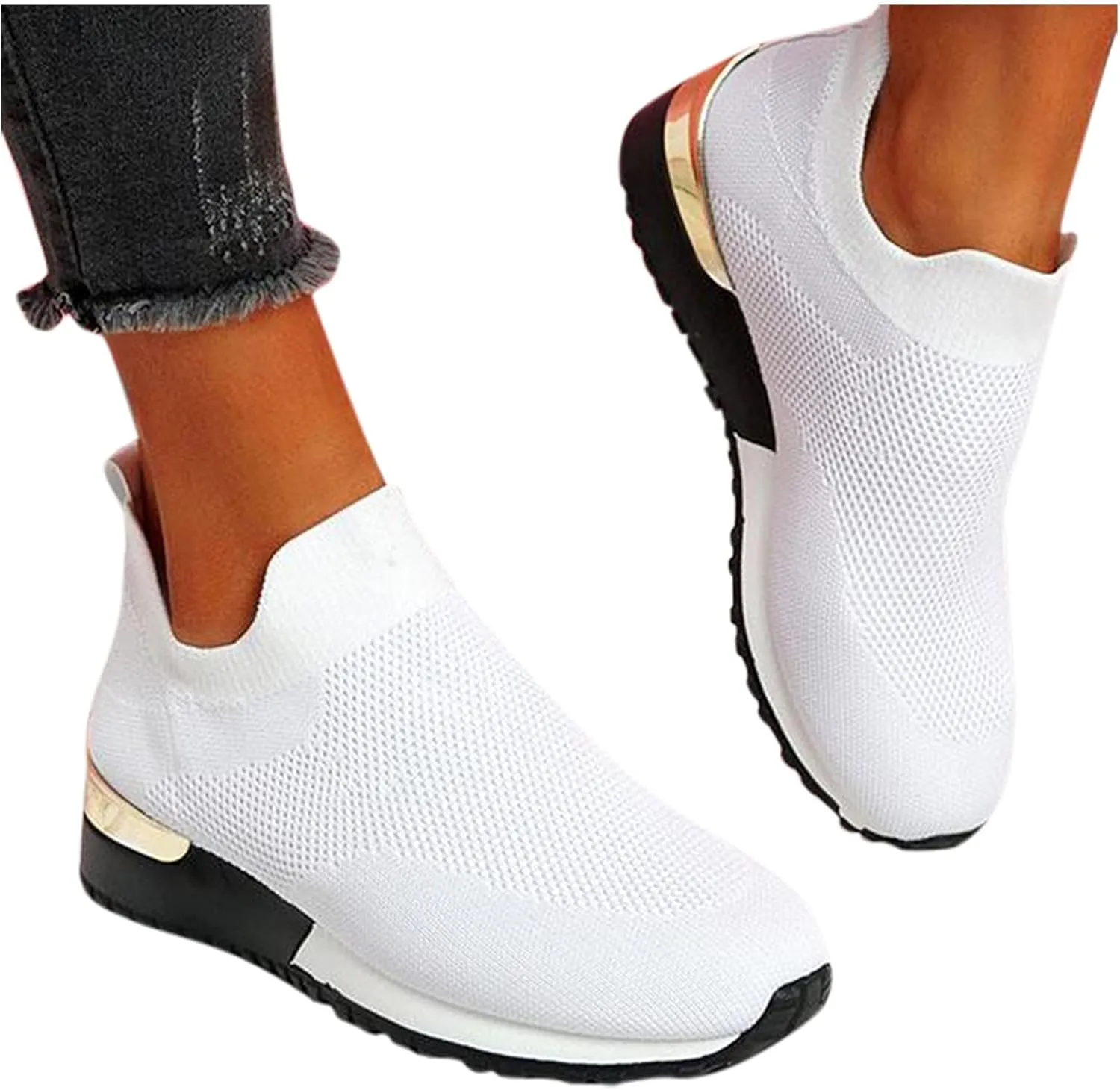 Arch Support Dress Shoes for Women Plantar Fasciitis Slip On Walking Shoes for Women Wide Women Slip On Shoes Casual Mule Chunky Platform High Sneakers for Women Zapatos De Ejercicios para Mujer Gym