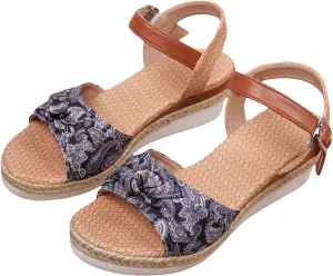 Arch Support Wedge Sandals for Women Summer Orthopedic Platform Espadrilles Dressy Strappy Slip on Sandal