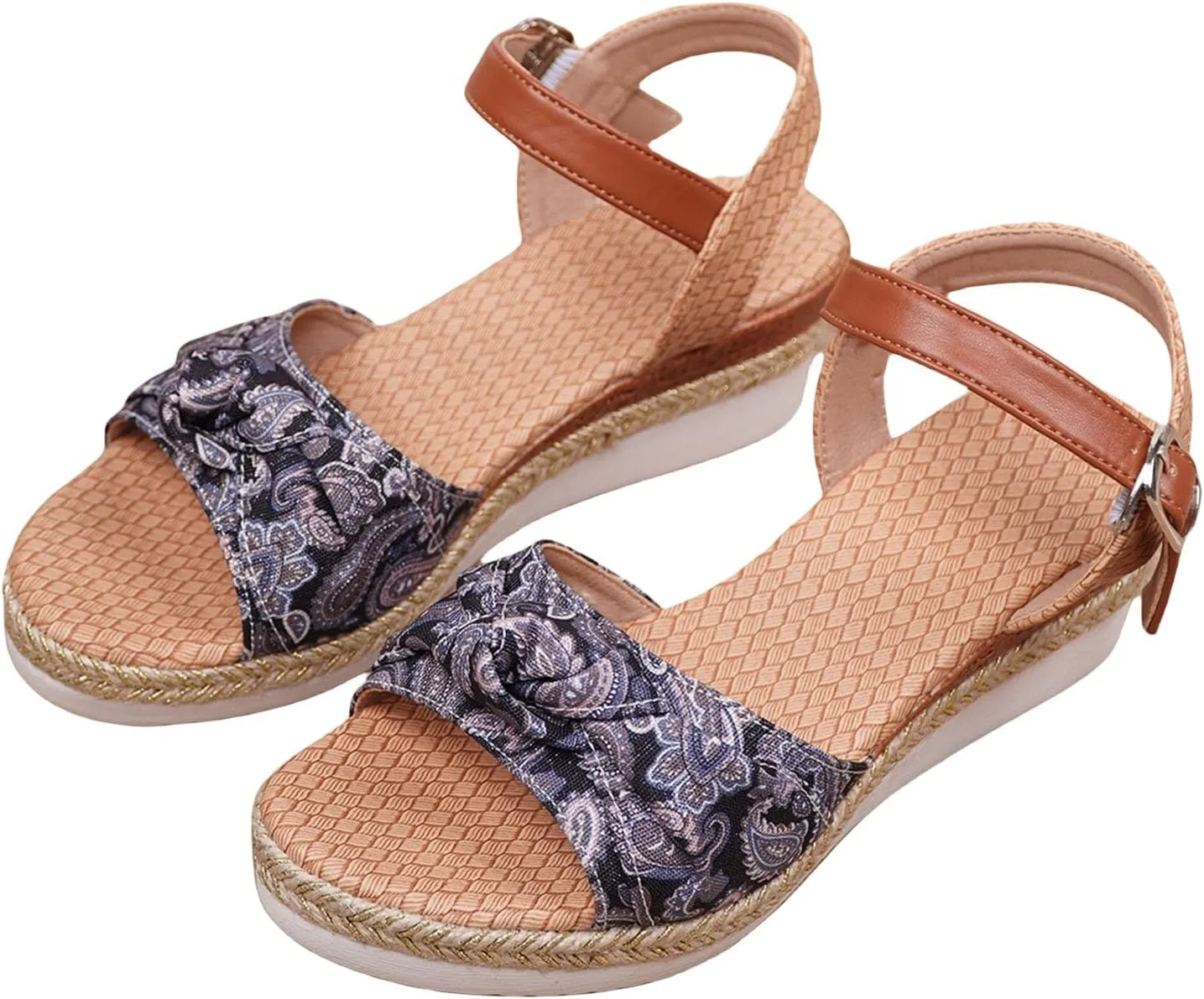 Arch Support Wedge Sandals for Women Summer Orthopedic Platform Espadrilles Dressy Strappy Slip on Sandal