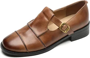 Arqa Women's Comfortable Loafers Almond Toe Vintage Flats Soft Women's Loafers & Slip-ons Fashion Dress Flats for Work Dating Business Casual Shoes