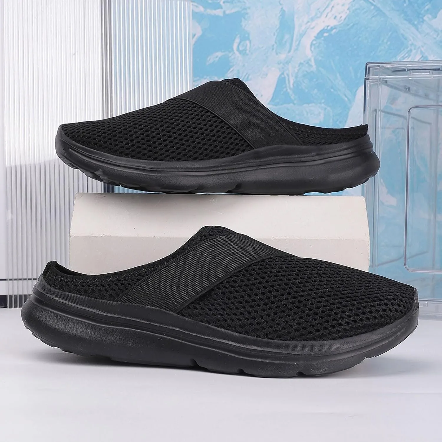 Athletic Fashion Sneakers for Men Breathable and Light Outdoor Comfy Walking Shoe Soft Flat Soled Elderly Shoes