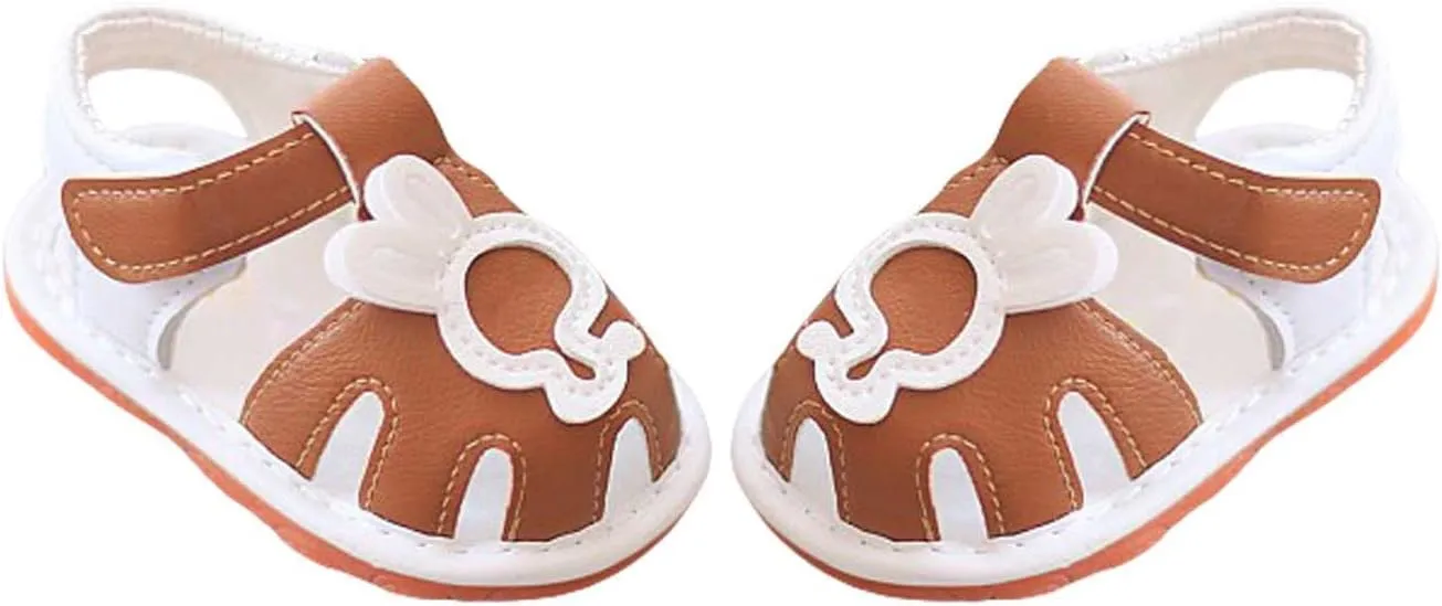 Baby Infant Leather Beach Water Sandals Barefoot Hook Loop Cute Bunny Flat Non Slip First Walking Shoes Newborn Light