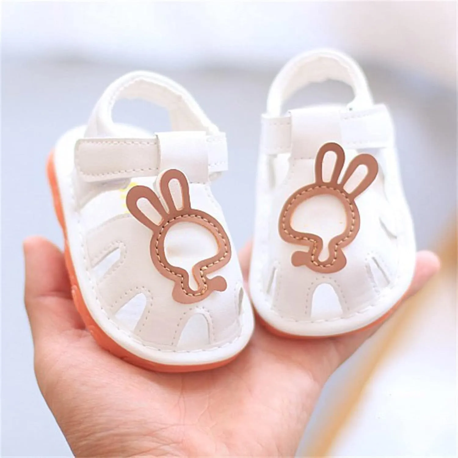 Baby Infant Leather Beach Water Sandals Barefoot Hook Loop Cute Bunny Flat Non Slip First Walking Shoes Newborn Light