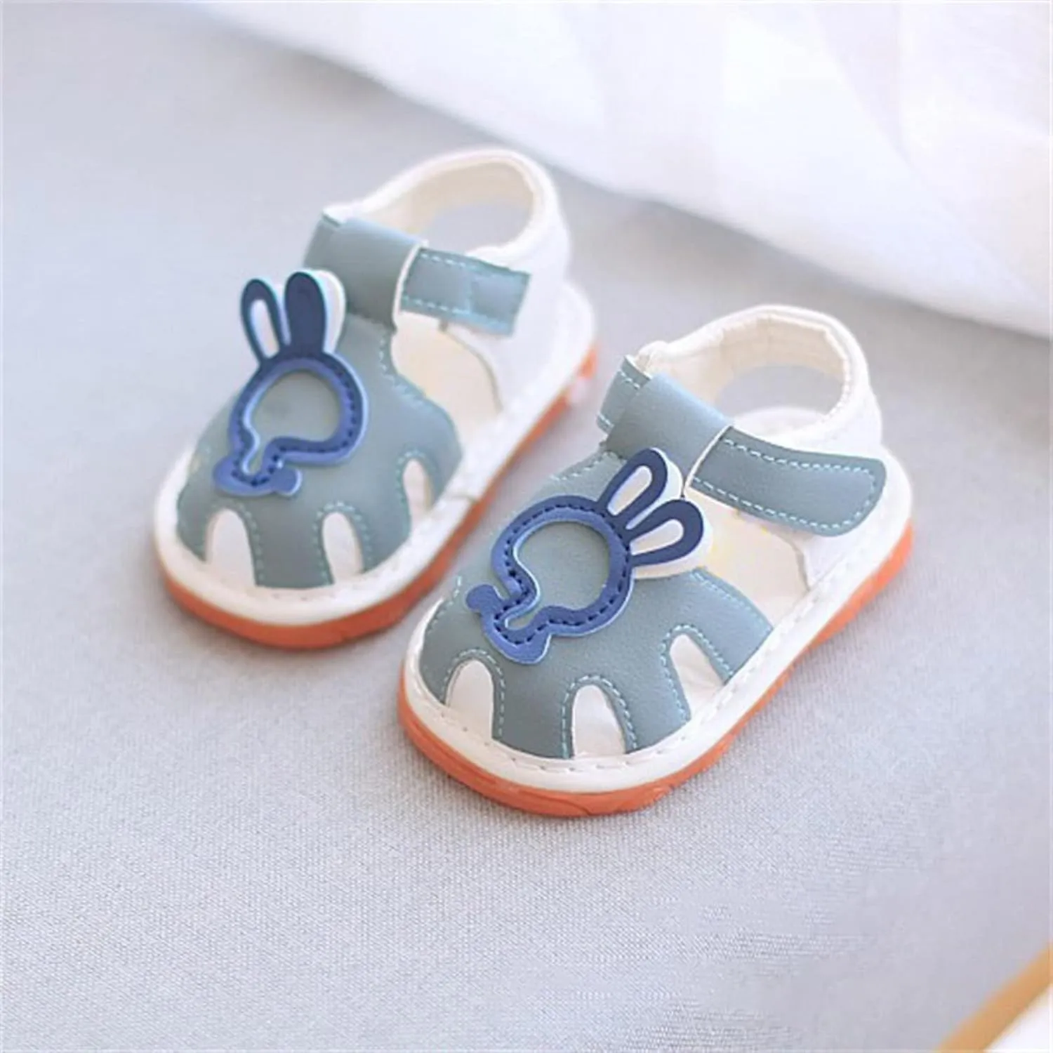 Baby Infant Leather Beach Water Sandals Barefoot Hook Loop Cute Bunny Flat Non Slip First Walking Shoes Newborn Light