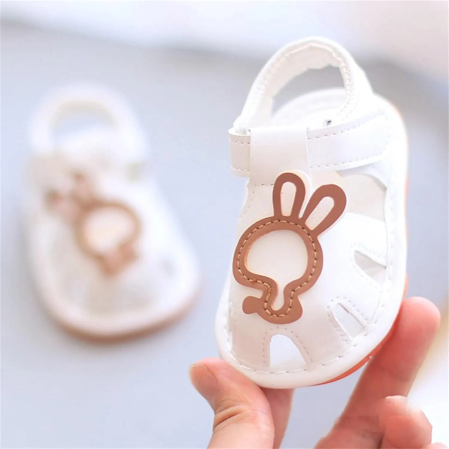 Baby Infant Leather Beach Water Sandals Barefoot Hook Loop Cute Bunny Flat Non Slip First Walking Shoes Newborn Light