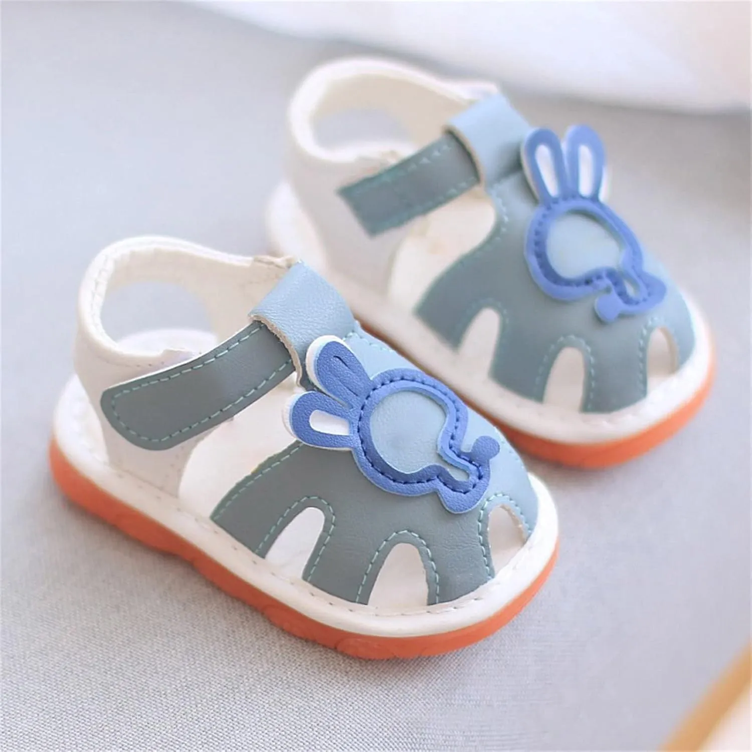 Baby Infant Leather Beach Water Sandals Barefoot Hook Loop Cute Bunny Flat Non Slip First Walking Shoes Newborn Light