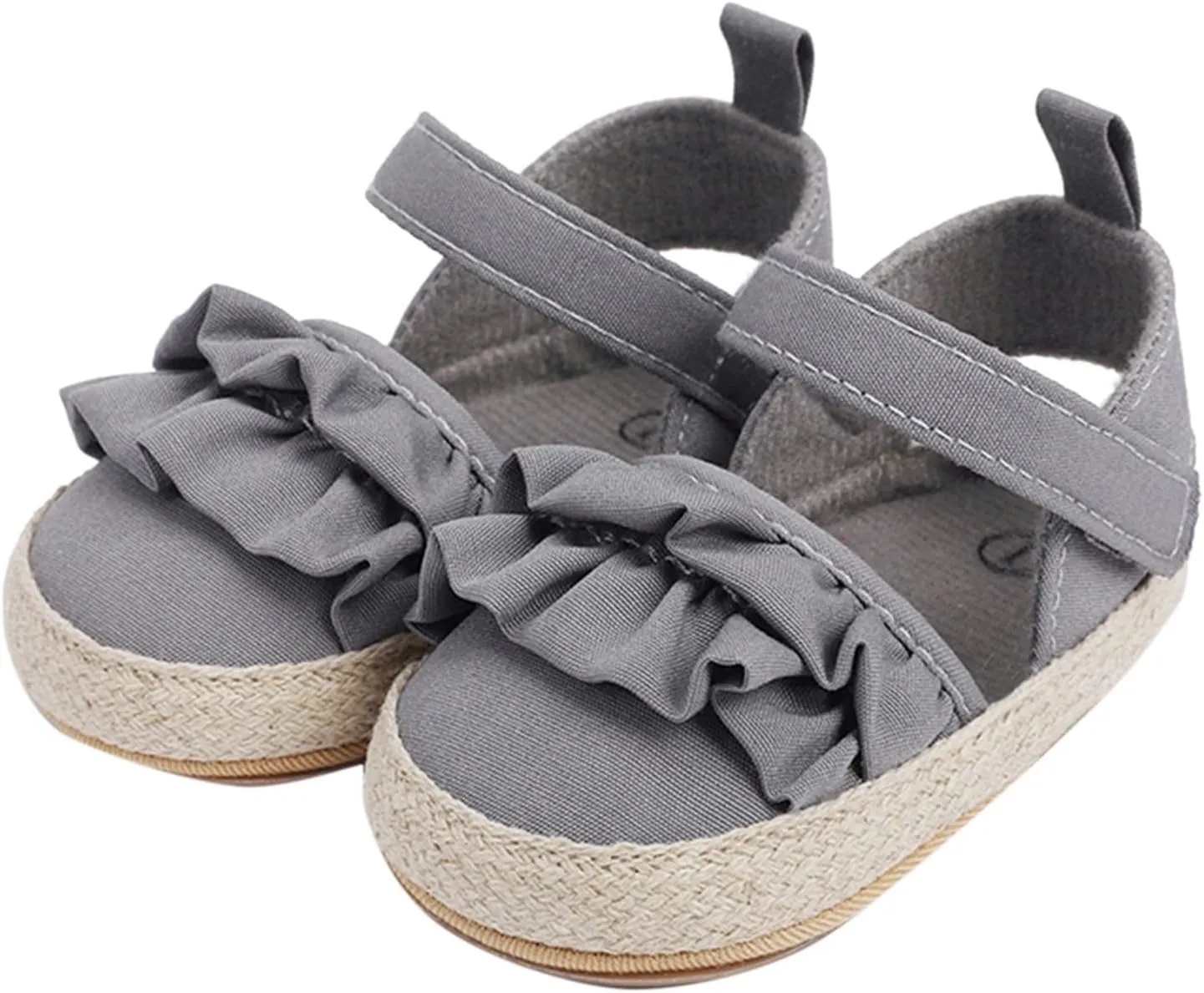 Baby Kids Canvas Non Slip Sandals Soft Light Breathable Summer Casual Shoes Boys Toddler Barefoot Ruffle Hook Loop Shoes