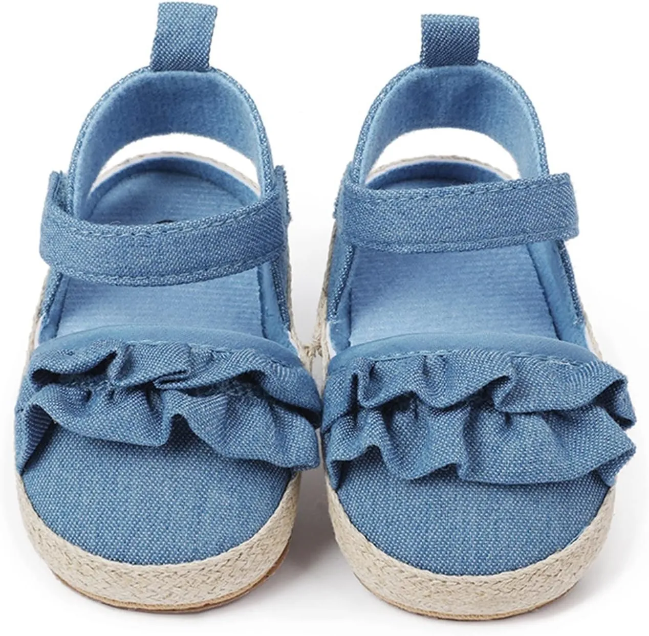 Baby Kids Canvas Non Slip Sandals Soft Light Breathable Summer Casual Shoes Boys Toddler Barefoot Ruffle Hook Loop Shoes