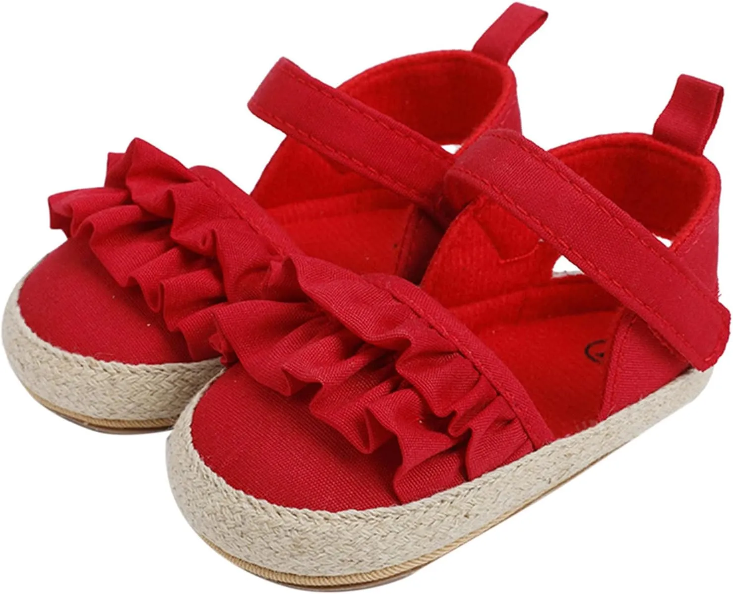 Baby Kids Canvas Non Slip Sandals Soft Light Breathable Summer Casual Shoes Boys Toddler Barefoot Ruffle Hook Loop Shoes