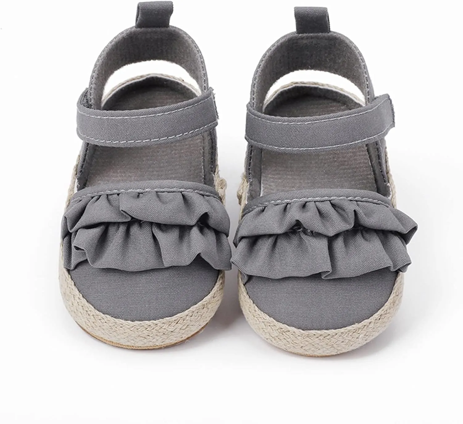 Baby Kids Canvas Non Slip Sandals Soft Light Breathable Summer Casual Shoes Boys Toddler Barefoot Ruffle Hook Loop Shoes