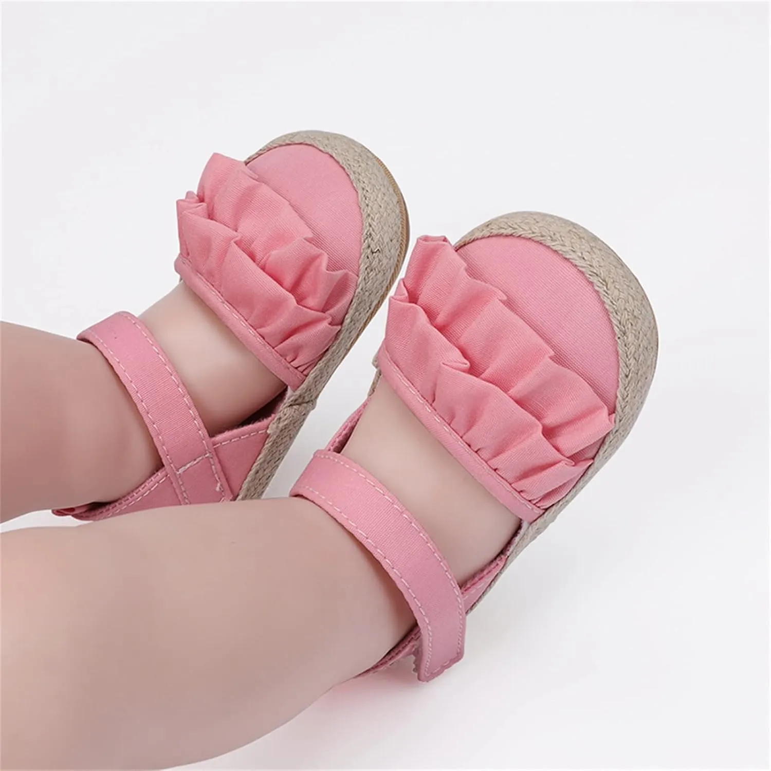 Baby Kids Canvas Non Slip Sandals Soft Light Breathable Summer Casual Shoes Boys Toddler Barefoot Ruffle Hook Loop Shoes