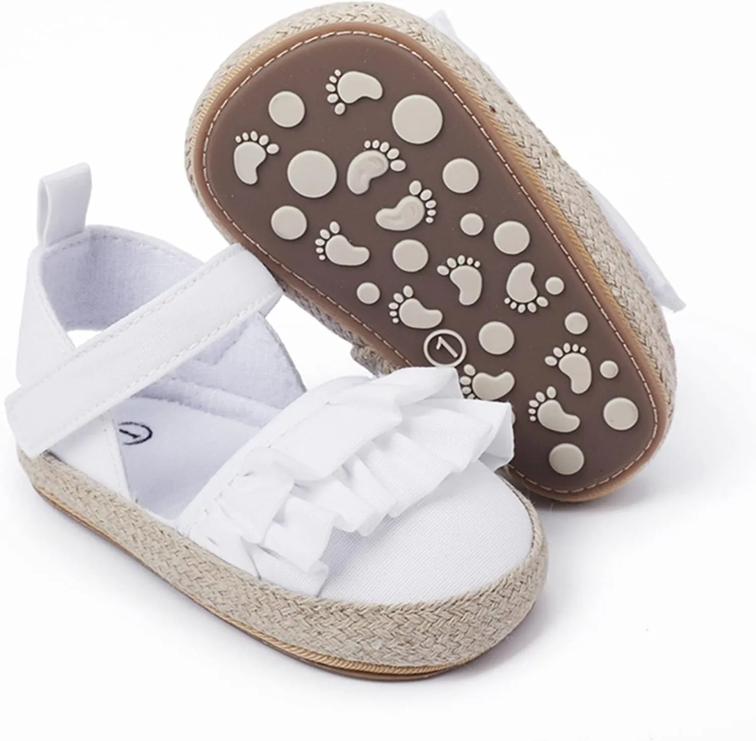 Baby Kids Canvas Non Slip Sandals Soft Light Breathable Summer Casual Shoes Boys Toddler Barefoot Ruffle Hook Loop Shoes