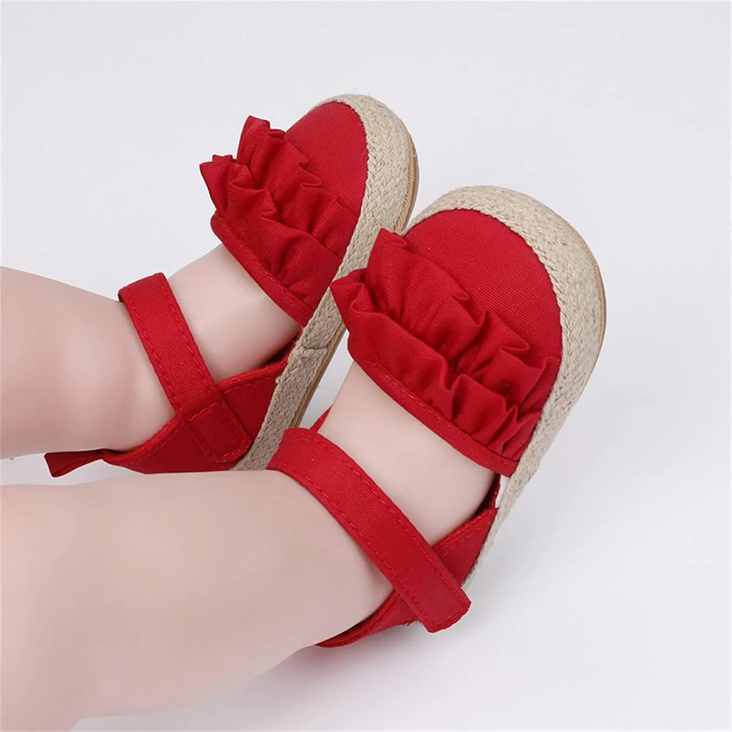 Baby Kids Canvas Non Slip Sandals Soft Light Breathable Summer Casual Shoes Boys Toddler Barefoot Ruffle Hook Loop Shoes