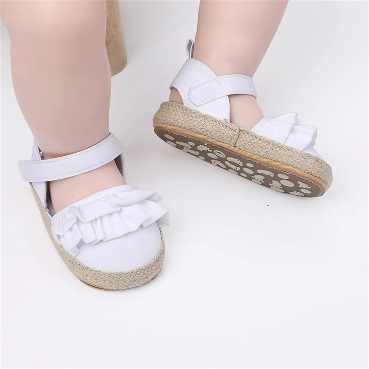 Baby Kids Canvas Non Slip Sandals Soft Light Breathable Summer Casual Shoes Boys Toddler Barefoot Ruffle Hook Loop Shoes