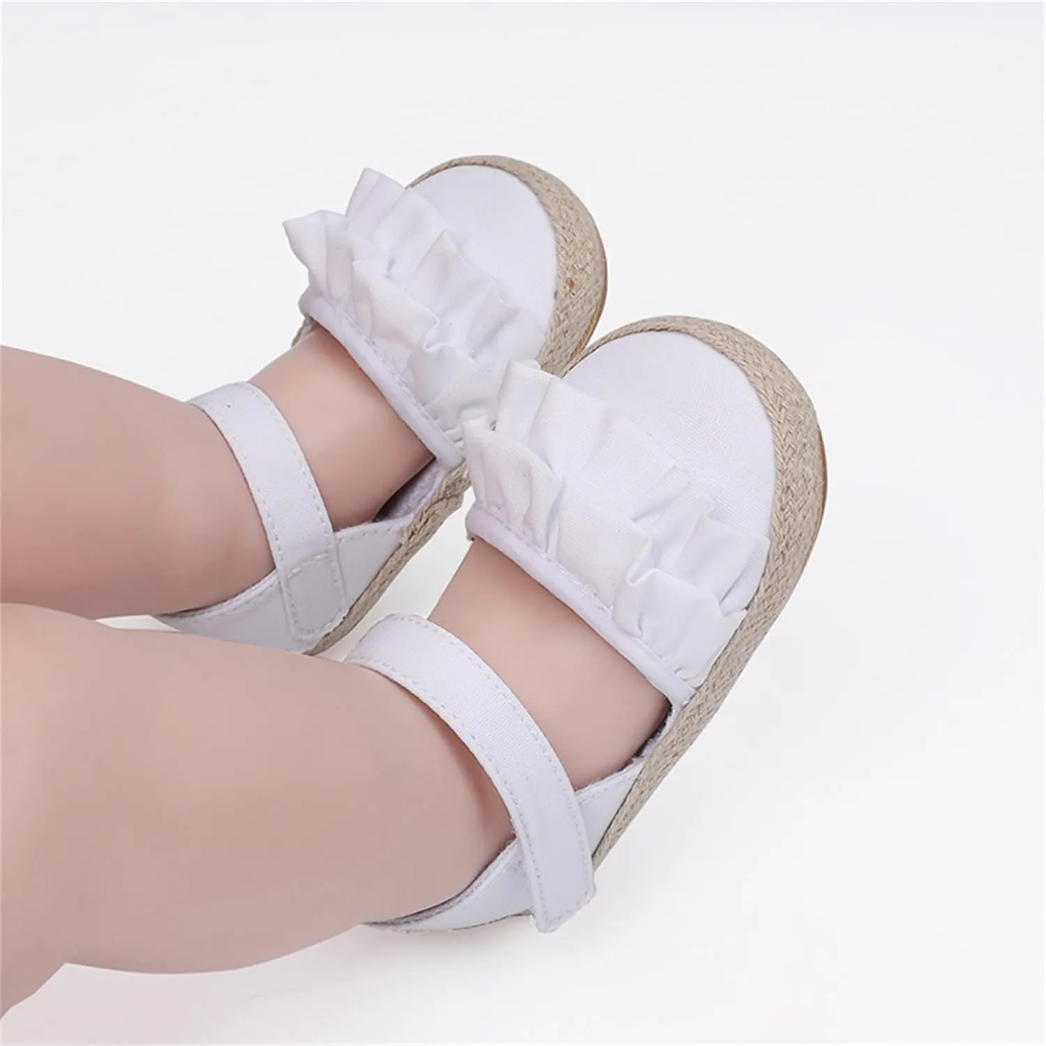 Baby Kids Canvas Non Slip Sandals Soft Light Breathable Summer Casual Shoes Boys Toddler Barefoot Ruffle Hook Loop Shoes