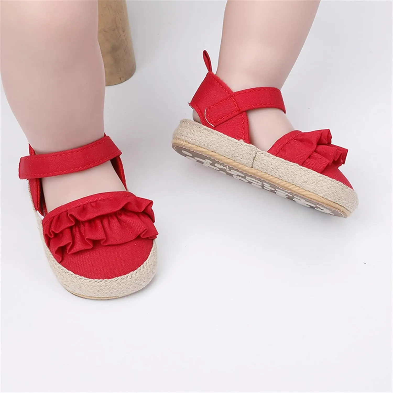 Baby Kids Canvas Non Slip Sandals Soft Light Breathable Summer Casual Shoes Boys Toddler Barefoot Ruffle Hook Loop Shoes