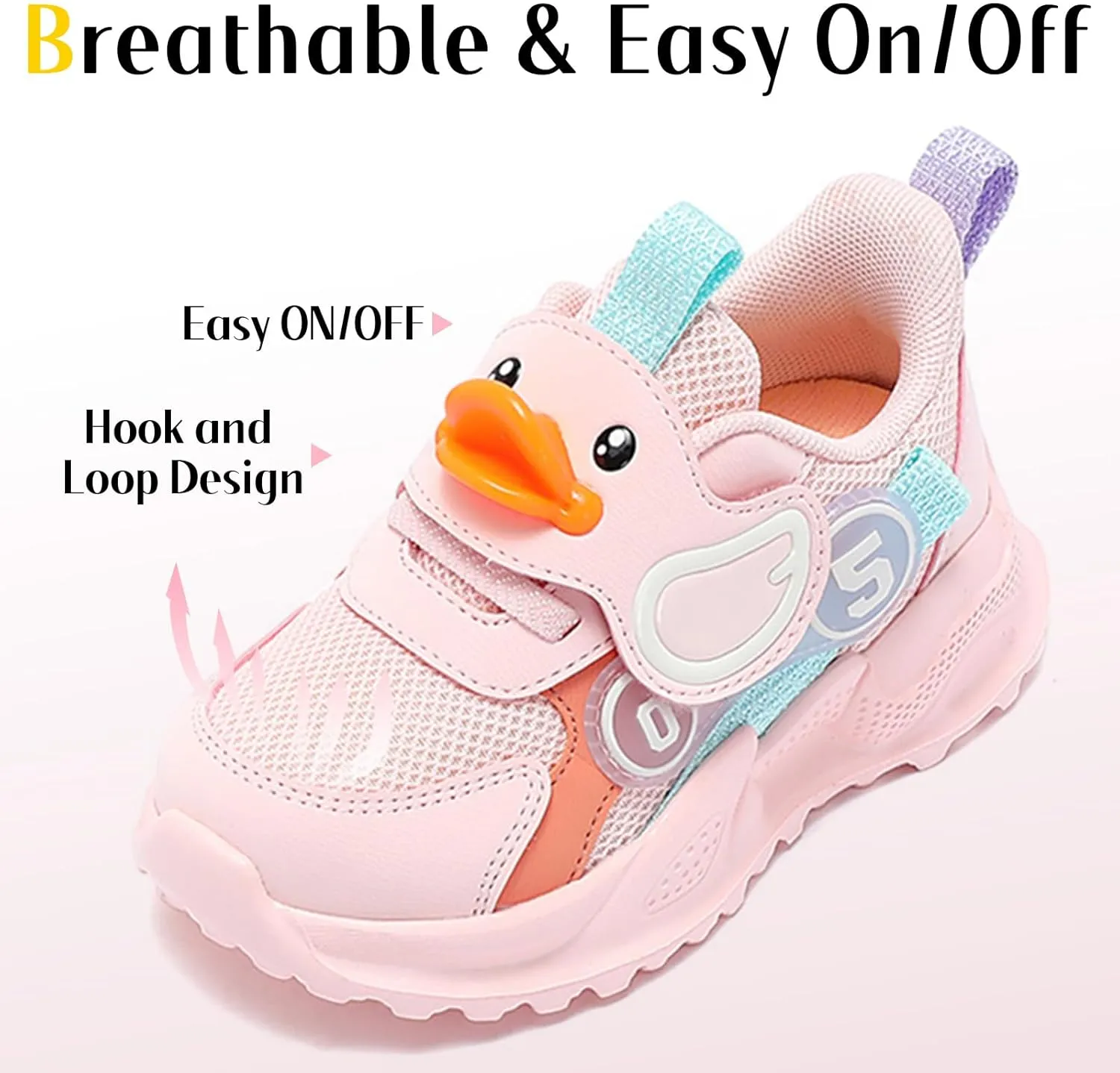 B.Duck Toddler Shoes for Girl and Boy - 3D Cartoon Kids Sneakers Size 5-12