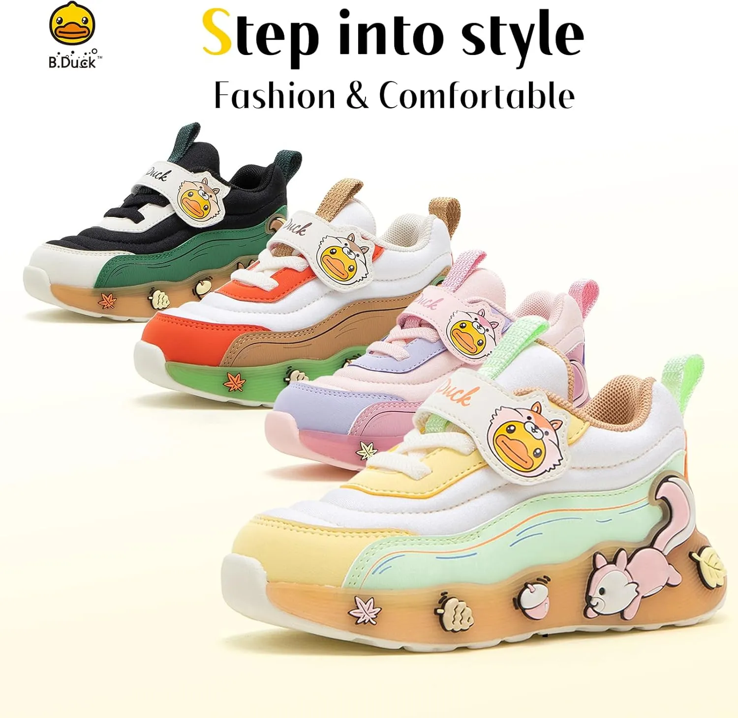 B.Duck Toddler Shoes for Girl and Boy Kids Shoes Toddler Sneakers Girls Shoes [Cute Cartoon Duck] Toddler Running Shoes Toddler Sneakers for Toddler/Little Kid Shoes Size 6-12