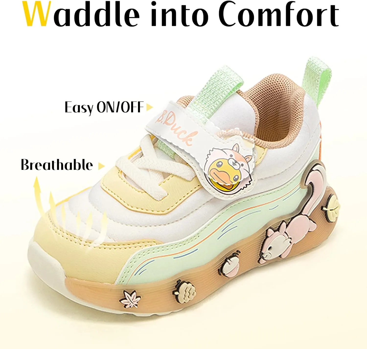 B.Duck Toddler Shoes for Girl and Boy Kids Shoes Toddler Sneakers Girls Shoes [Cute Cartoon Duck] Toddler Running Shoes Toddler Sneakers for Toddler/Little Kid Shoes Size 6-12