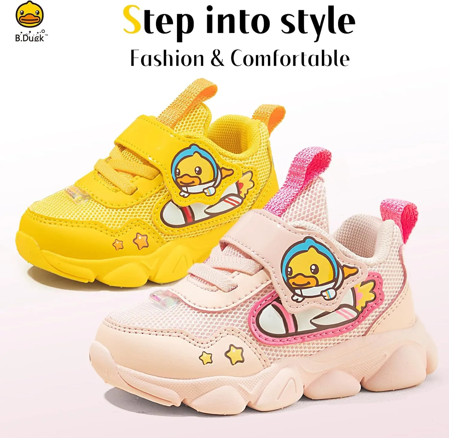 B.Duck Toddler Shoes for Girl and Boy Kids Shoes Toddler Sneakers Girls Shoes [Cute Cartoon Duck] Toddler Running Shoes Toddler Sneakers for Toddler/Little Kid Shoes Size 6-12