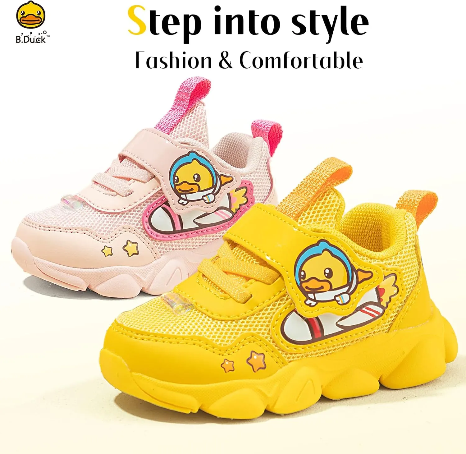 B.Duck Toddler Shoes for Girl and Boy Kids Shoes Toddler Sneakers Girls Shoes [Cute Cartoon Duck] Toddler Running Shoes Toddler Sneakers for Toddler/Little Kid Shoes Size 6-12