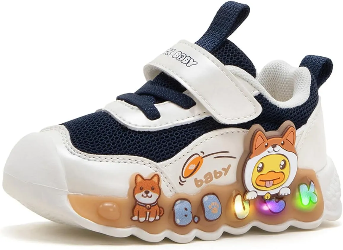 B.Duck Toddler Shoes for Girl and Boy Light Up Shoes [Comfortable & Playful] Kids Shoes with Led Toddler Running Shoes Toddler/Little Kid Sneakers Cute Cartoon Dinosaur Shoes Size 4-13