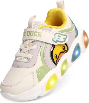 B.Duck Toddler Shoes for Girl and Boy Light Up Shoes [Comfortable & Playful] Kids Shoes with Led Toddler Running Shoes Toddler/Little Kid Sneakers Cute Cartoon Dinosaur Shoes Size 4-13