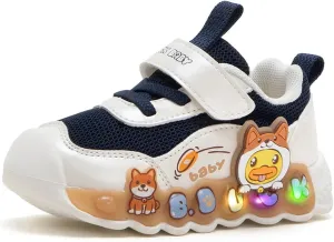 B.Duck Toddler Shoes for Girl and Boy Light Up Shoes [Comfortable & Playful] Kids Shoes with Led Toddler Running Shoes Toddler/Little Kid Sneakers Cute Cartoon Dinosaur Shoes Size 4-13