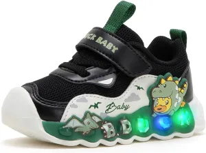 B.Duck Toddler Shoes for Girl and Boy Light Up Shoes [Comfortable & Playful] Kids Shoes with Led Toddler Running Shoes Toddler/Little Kid Sneakers Cute Cartoon Dinosaur Shoes Size 4-13