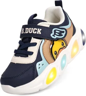 B.Duck Toddler Shoes for Girl and Boy Light Up Shoes [Comfortable & Playful] Kids Shoes with Led Toddler Running Shoes Toddler/Little Kid Sneakers Cute Cartoon Dinosaur Shoes Size 4-13
