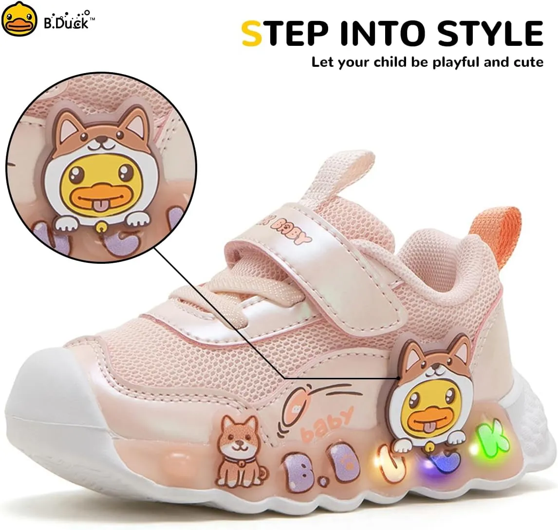 B.Duck Toddler Shoes for Girl and Boy Light Up Shoes [Comfortable & Playful] Kids Shoes with Led Toddler Running Shoes Toddler/Little Kid Sneakers Cute Cartoon Dinosaur Shoes Size 4-13