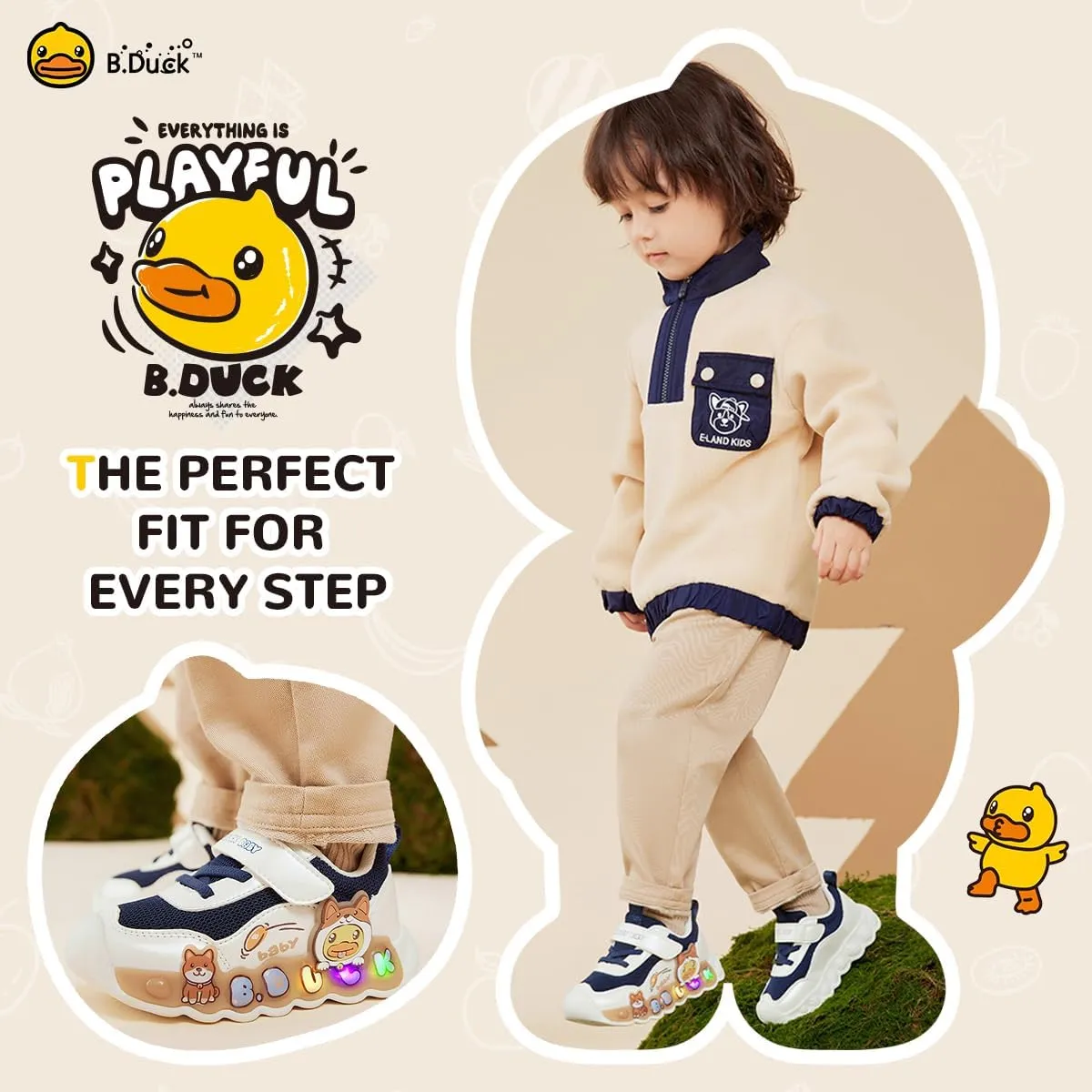 B.Duck Toddler Shoes for Girl and Boy Light Up Shoes [Comfortable & Playful] Kids Shoes with Led Toddler Running Shoes Toddler/Little Kid Sneakers Cute Cartoon Dinosaur Shoes Size 4-13