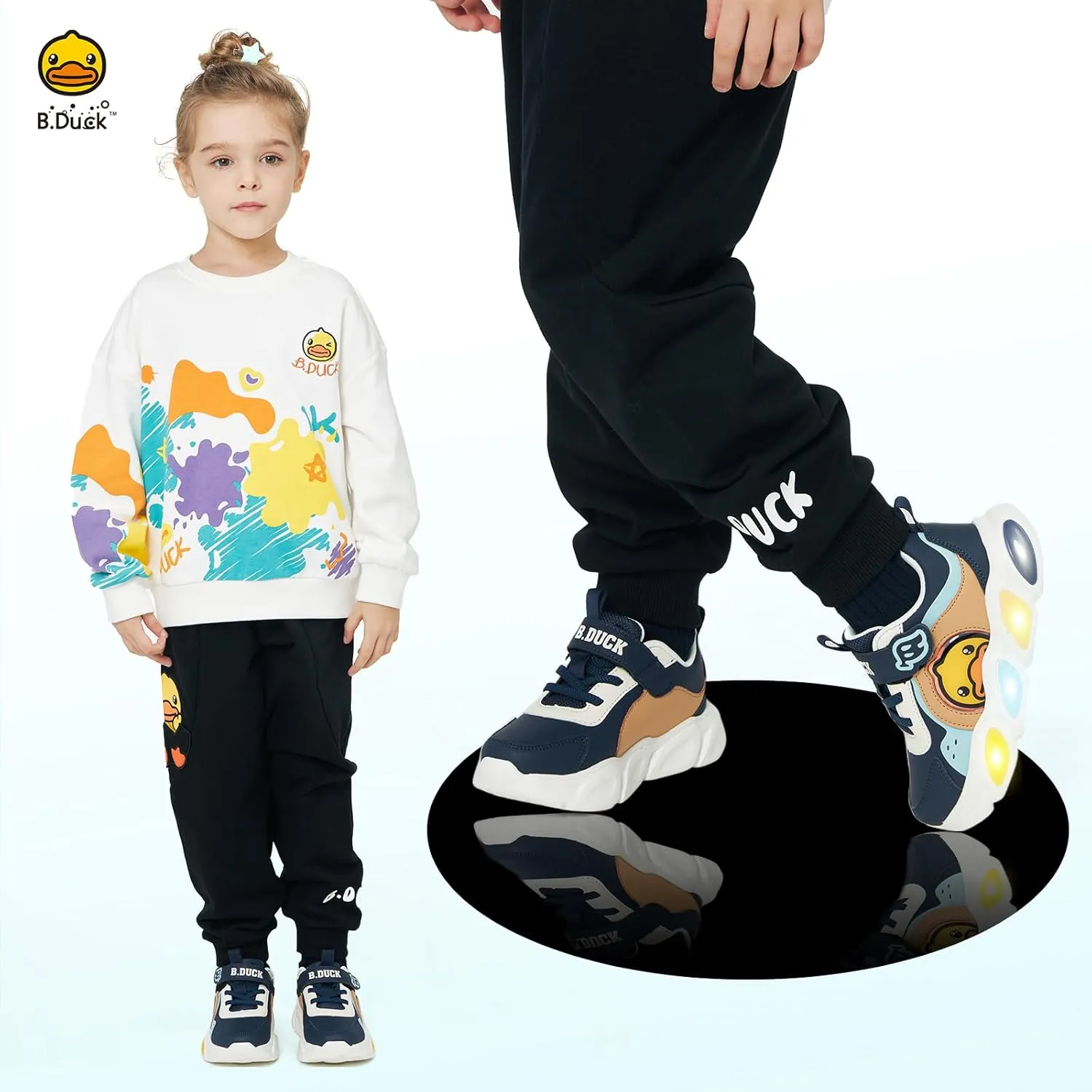 B.Duck Toddler Shoes for Girl and Boy Light Up Shoes [Comfortable & Playful] Kids Shoes with Led Toddler Running Shoes Toddler/Little Kid Sneakers Cute Cartoon Dinosaur Shoes Size 4-13