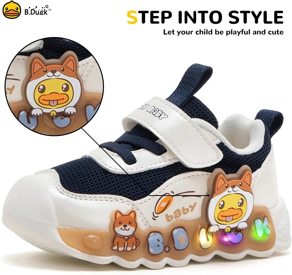 B.Duck Toddler Shoes for Girl and Boy Light Up Shoes [Comfortable & Playful] Kids Shoes with Led Toddler Running Shoes Toddler/Little Kid Sneakers Cute Cartoon Dinosaur Shoes Size 4-13