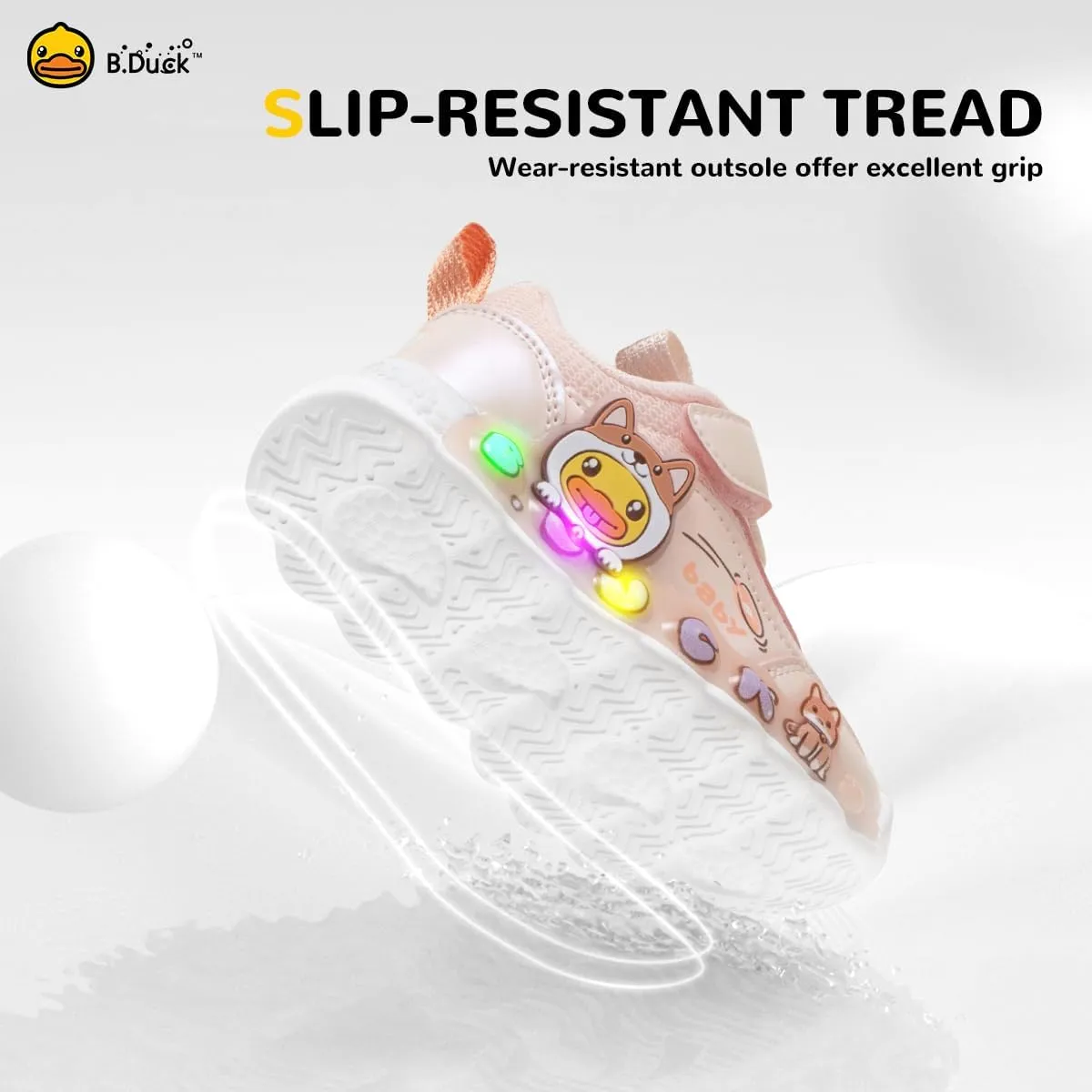 B.Duck Toddler Shoes for Girl and Boy Light Up Shoes [Comfortable & Playful] Kids Shoes with Led Toddler Running Shoes Toddler/Little Kid Sneakers Cute Cartoon Dinosaur Shoes Size 4-13
