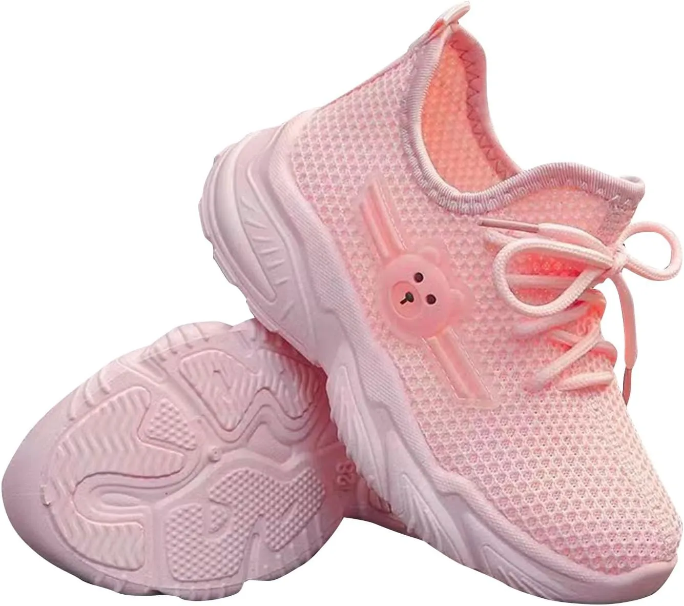 Bear Mesh Sport Shoes for Kids Lace-Up Breathable Sneakers Childrens Outdoor Running Non Slip Comfy Shoes Spring Fashion