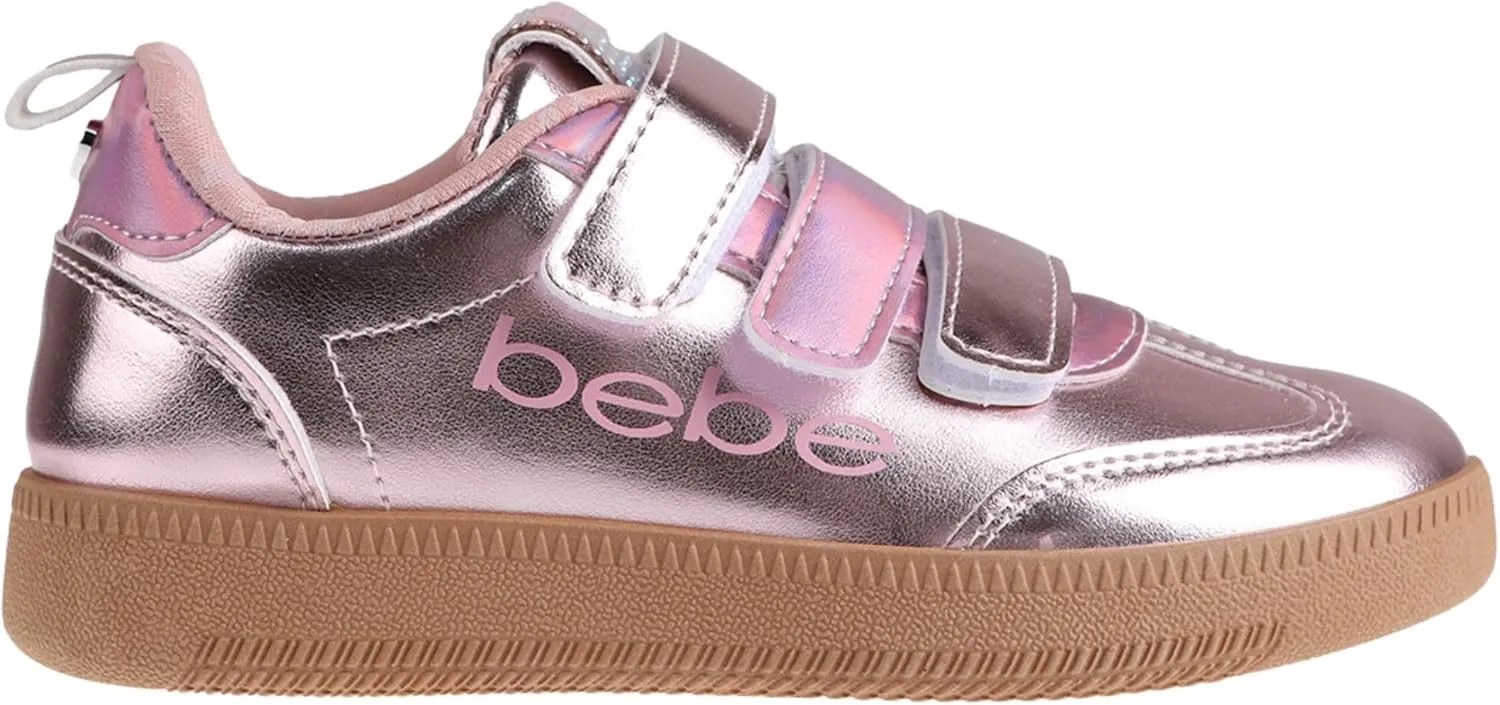 bebe Girls' Shoes - Sneakers for Girls, Low Top Metallic Flat Sneakers for Little Kid/Big Kid