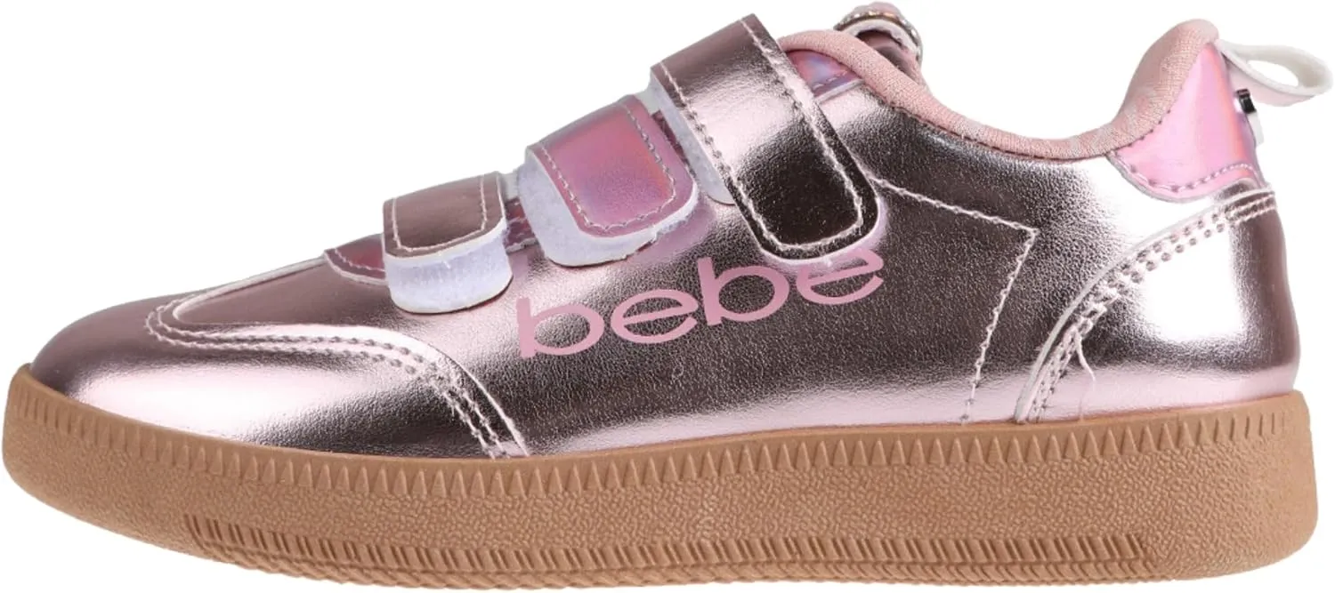 bebe Girls' Shoes - Sneakers for Girls, Low Top Metallic Flat Sneakers for Little Kid/Big Kid