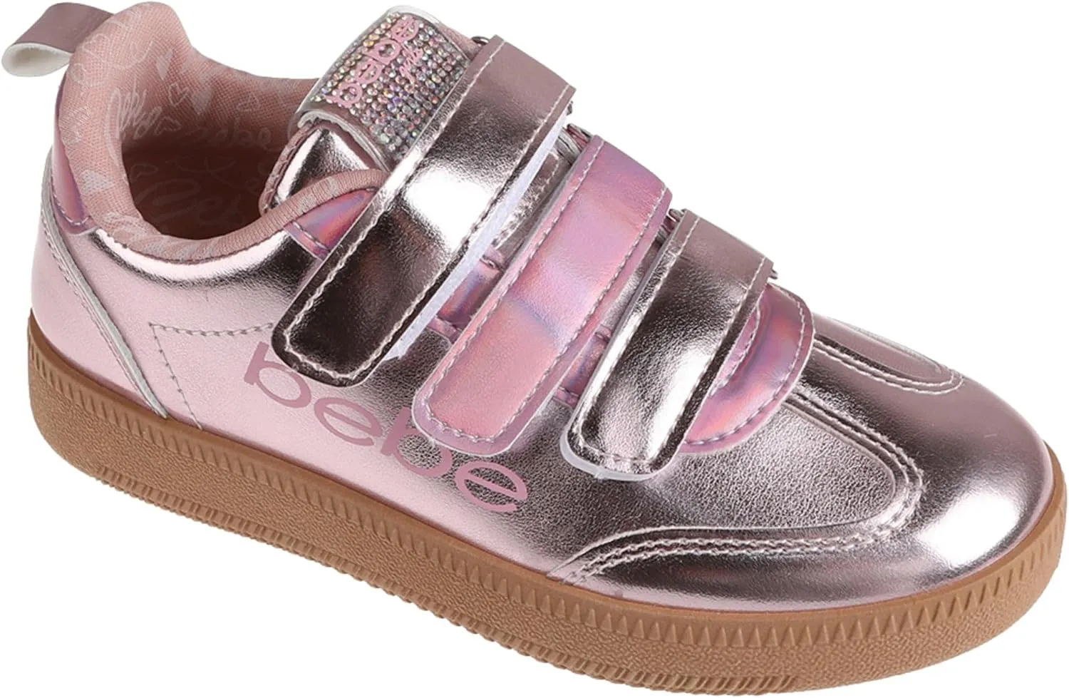 bebe Girls' Shoes - Sneakers for Girls, Low Top Metallic Flat Sneakers for Little Kid/Big Kid