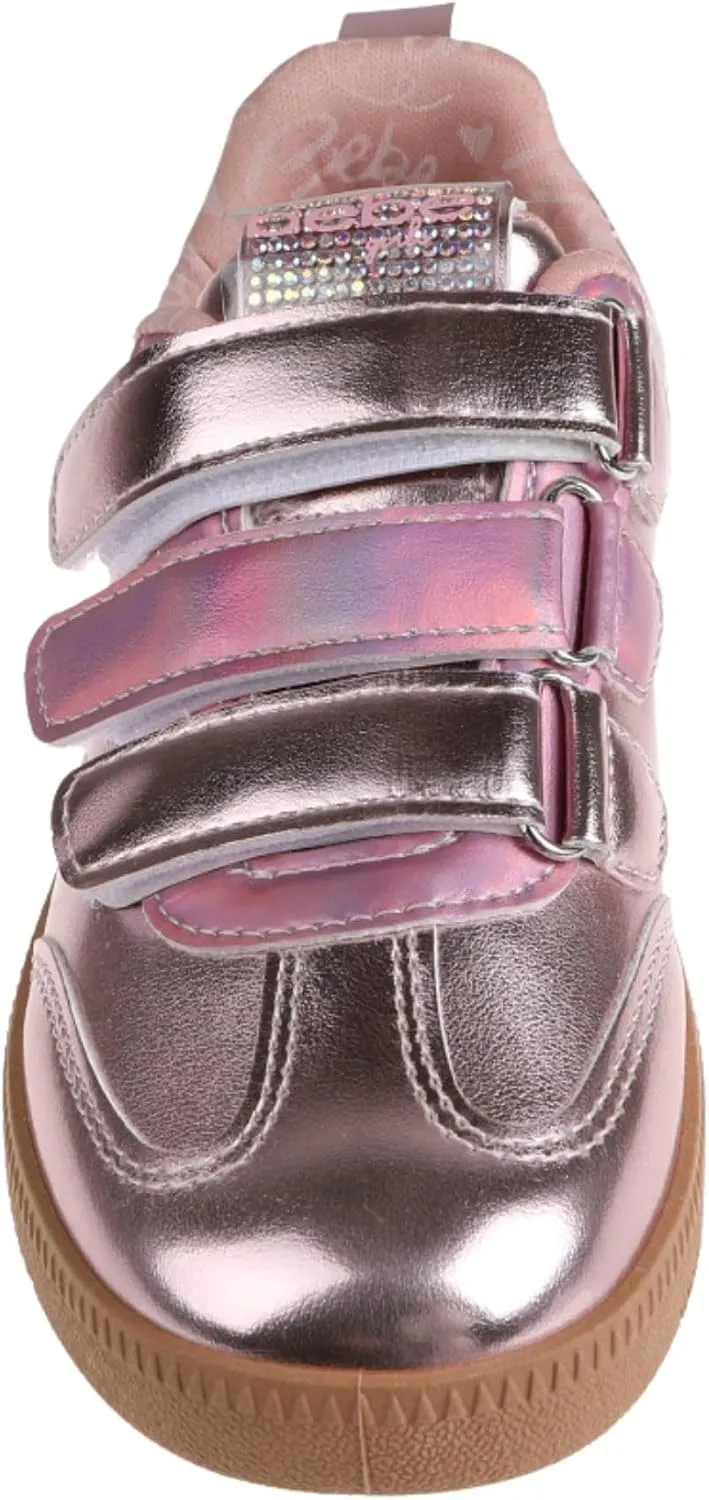bebe Girls' Shoes - Sneakers for Girls, Low Top Metallic Flat Sneakers for Little Kid/Big Kid