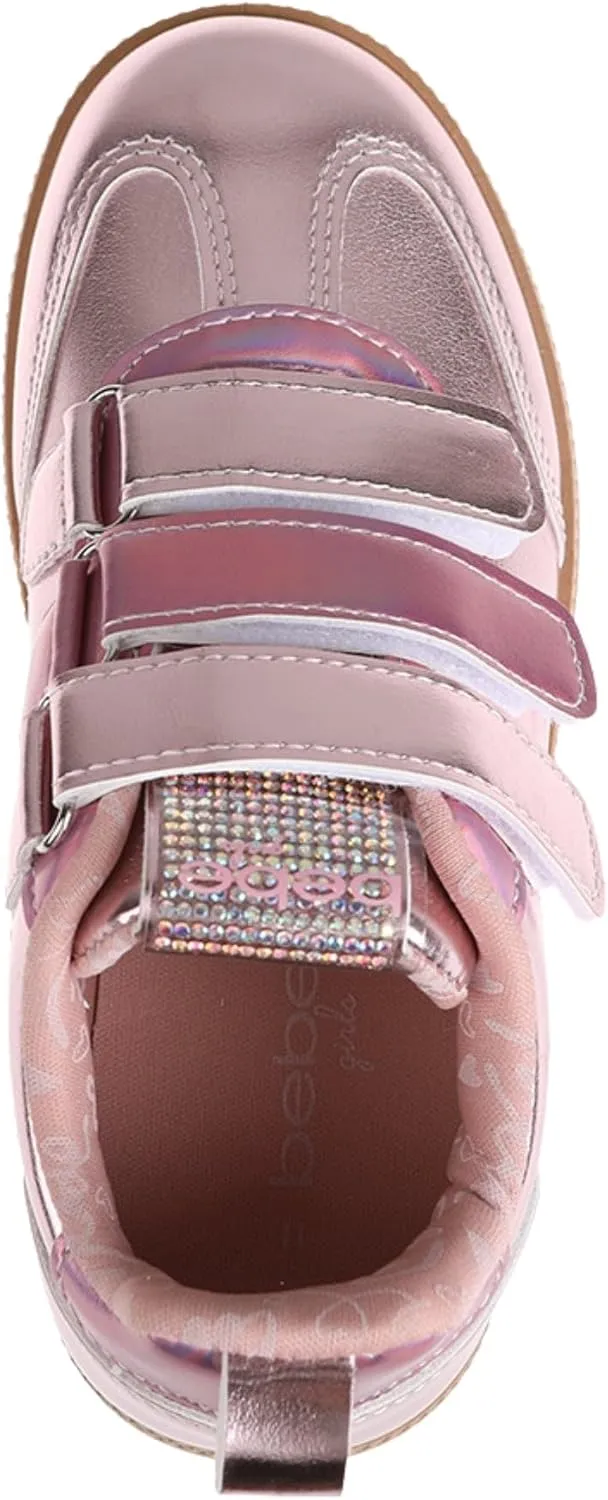 bebe Girls' Shoes - Sneakers for Girls, Low Top Metallic Flat Sneakers for Little Kid/Big Kid