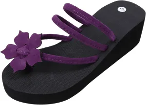 Bohemia Styles High Heeled Platform Flower Custom Women Flip Flops Slippers Womens Dog Flip Flops Size 9 (Purple, 6.5)