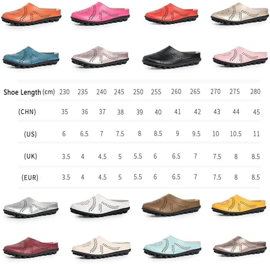 Casual All-Match Hollow Slippers Women's Comfortable Hollow Breathable Mule Sandals, Summer Flats Comfy Loafers for Women Slip on Leather Loafer Slippers