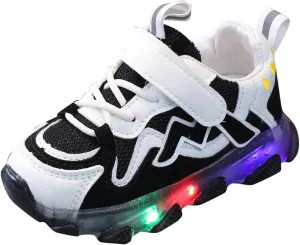 Children Boys Girls Light Up Sneakers Spring Summer Baby Toddler Infant Platform Luminous Chunky Heel Color Block Shoes