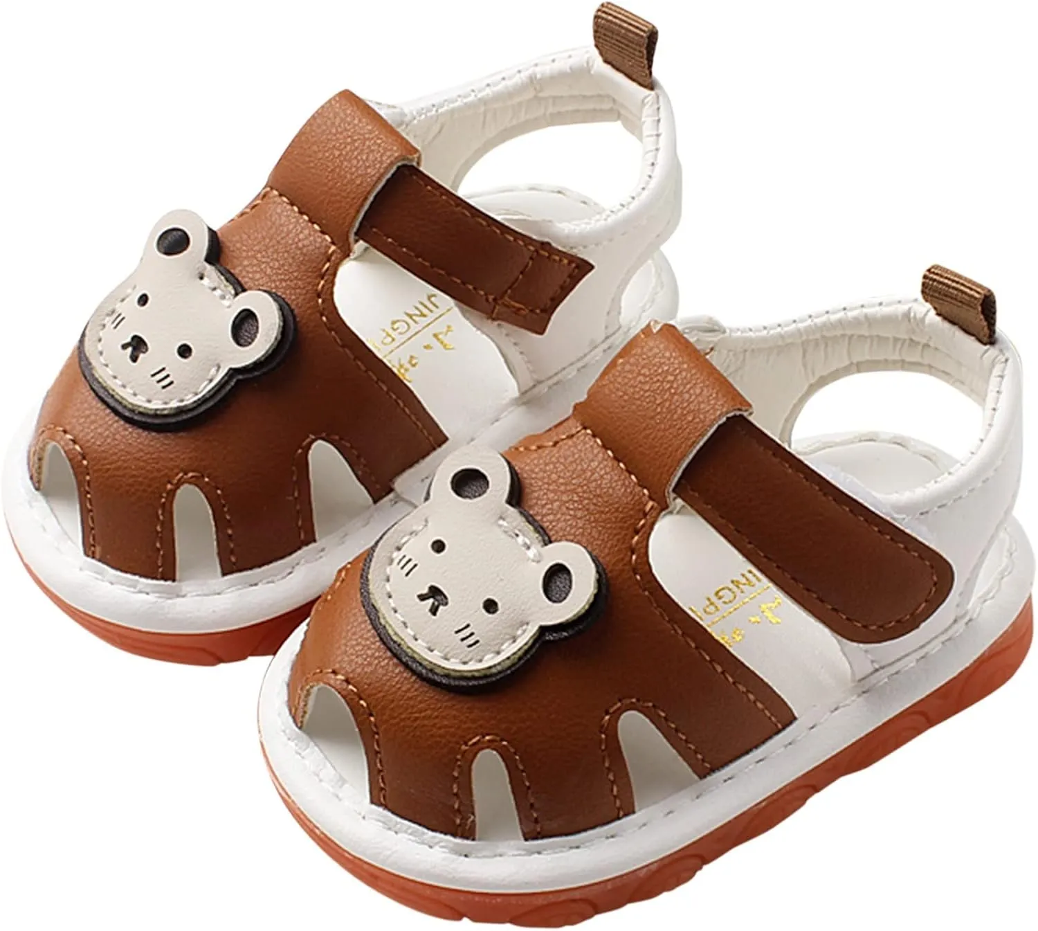 Childrens Bear Leather Foam Sandals Baby Boys Girls Hook Loop Flat Wide Barefoot Shoes Summer Outdoor Casual Water Shoes