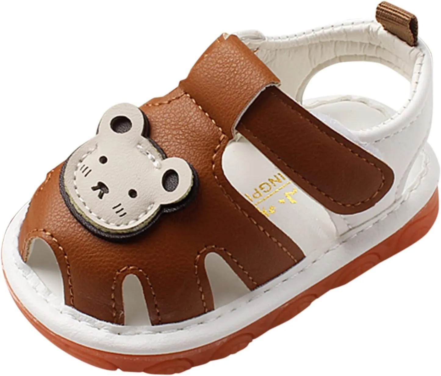 Childrens Bear Leather Foam Sandals Baby Boys Girls Hook Loop Flat Wide Barefoot Shoes Summer Outdoor Casual Water Shoes