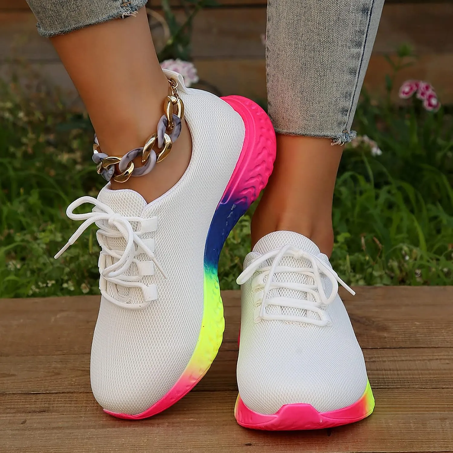 Chunky Platform High Sneakers for Women Women's Hiking Shoes Lightweight Slip On Shoes for Elderly Women Wide Width Womens Fashion Sneakers 2023 Retro Zapatos De Mujer Antideslizante para Cocina