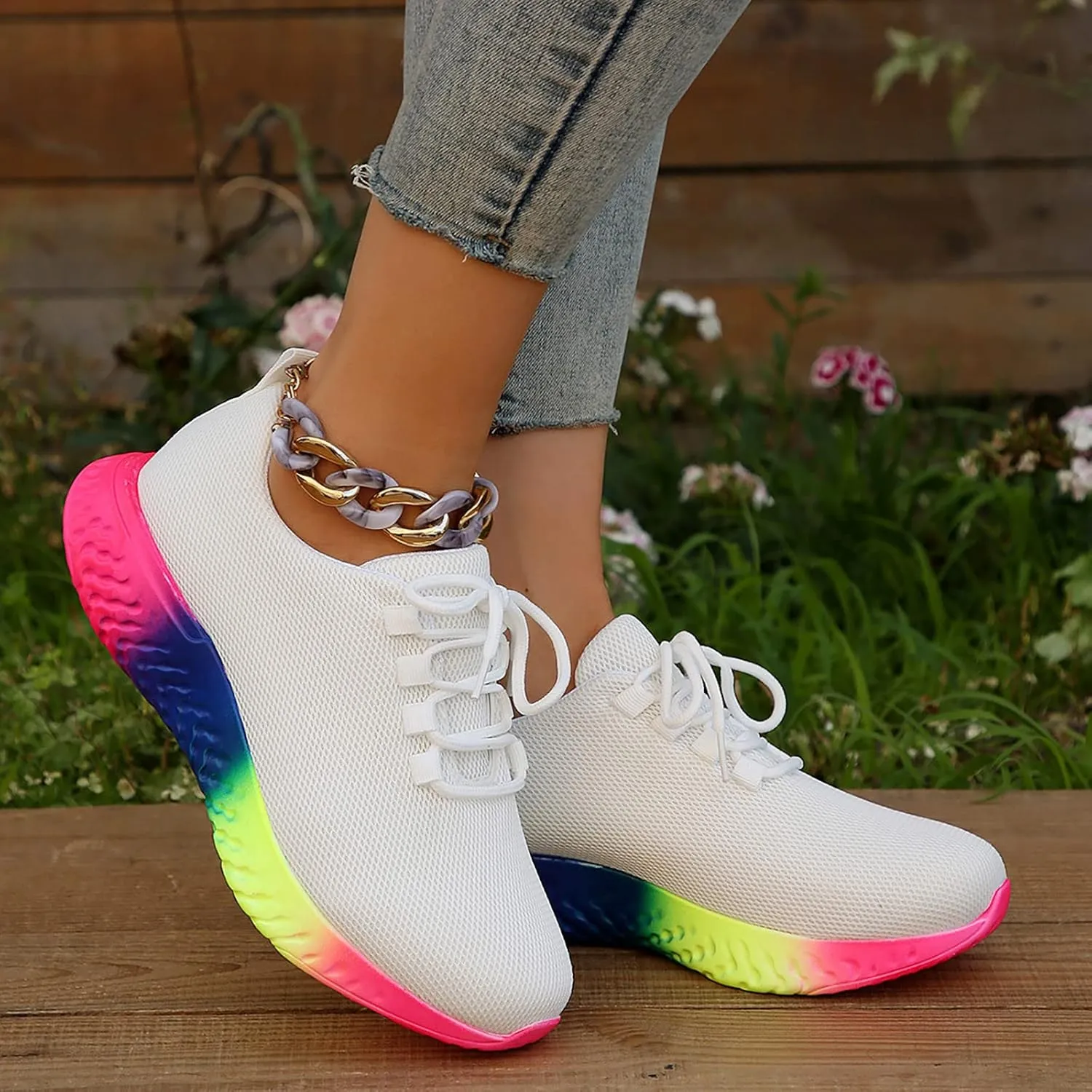 Chunky Platform High Sneakers for Women Women's Hiking Shoes Lightweight Slip On Shoes for Elderly Women Wide Width Womens Fashion Sneakers 2023 Retro Zapatos De Mujer Antideslizante para Cocina